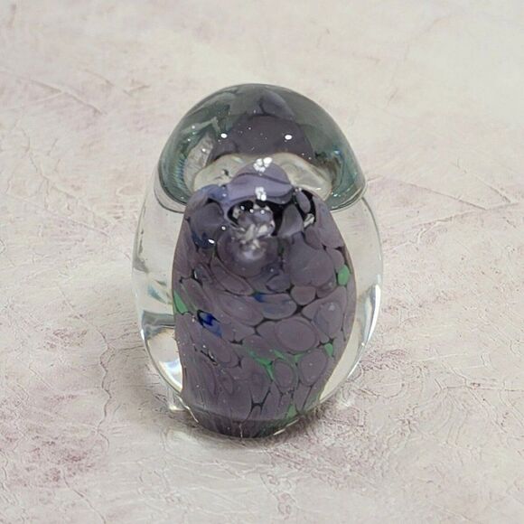 Vtg Purple - 2.5" - Art Glass Bird Figurine Paperweight  hand blown Decor - Picture 2 of 8